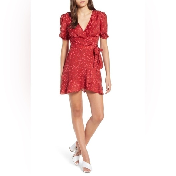 The Fifth Label red and White polka dot Wrap Mini dress Size Small - Picture 1 of 10